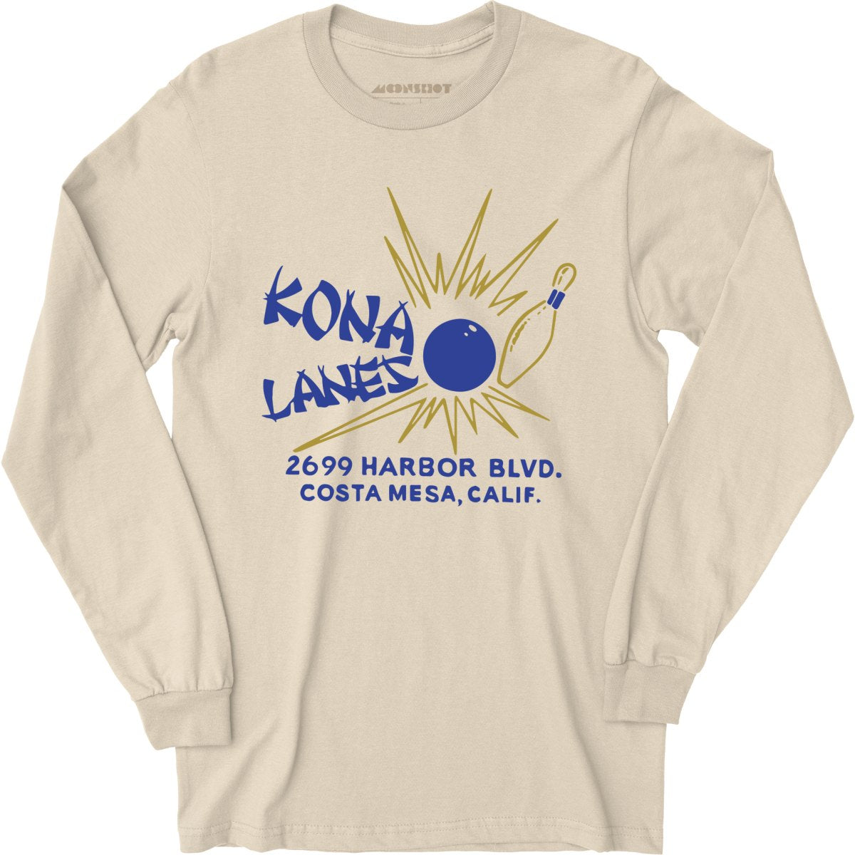 Kona Lanes v2 - Costa Mesa, CA - Vintage Bowling Alley - Long Sleeve T-Shirt