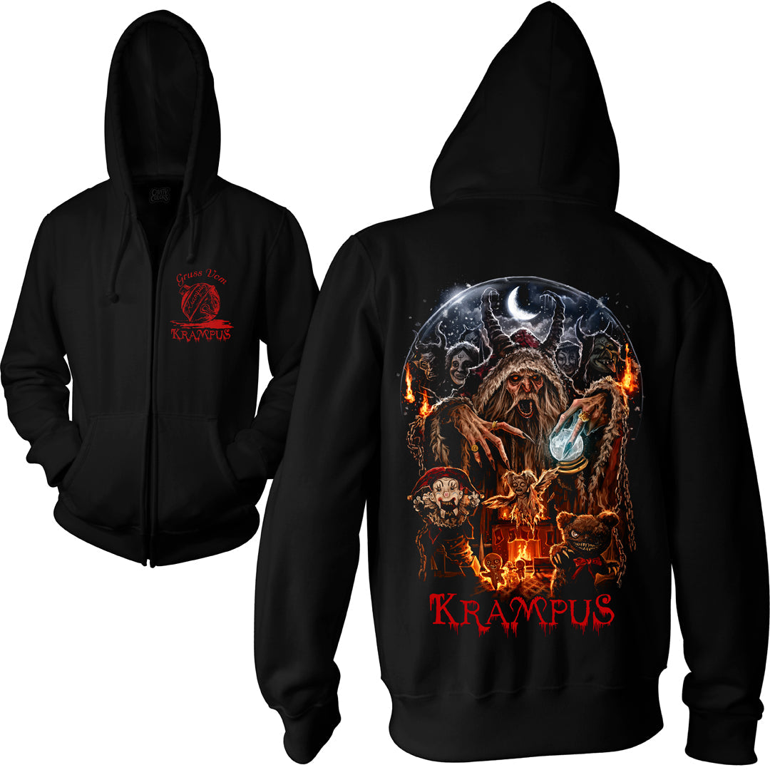KRAMPUS: SHADOW OF SAINT NICHOLAS - ZIP UP HOODIE - clothing by TeeHivey.com (Image 1)