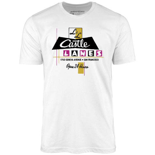L & L Castle Lanes - San Francisco, CA - Vintage Bowling Alley - Unisex T-Shirt