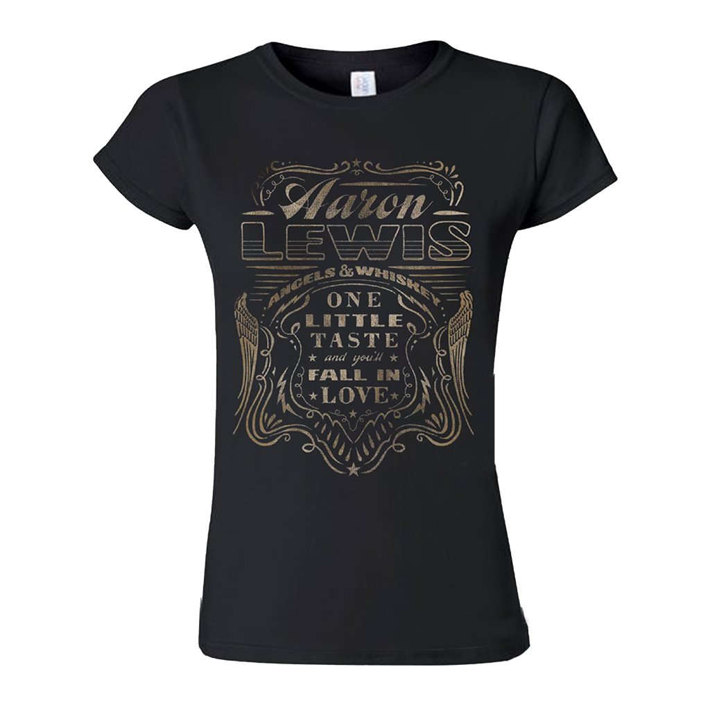 Aaron Lewis Angels and Whiskey Womens T Shirt Black