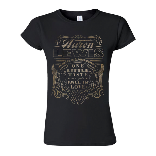 Aaron Lewis Angels and Whiskey Womens T Shirt Black