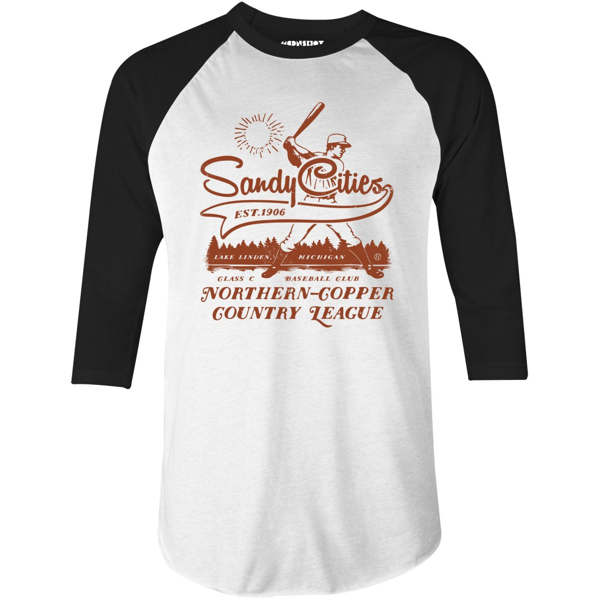 Lake Linden Sandy Cities - Michigan - Vintage Defunct Baseball Teams - 3/4 Sleeve Raglan T-Shirt