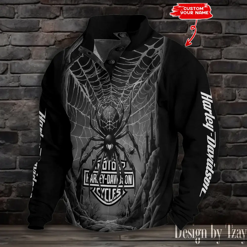 Haarleyy Davidson Spider Web Stand Collar Sweatshirt