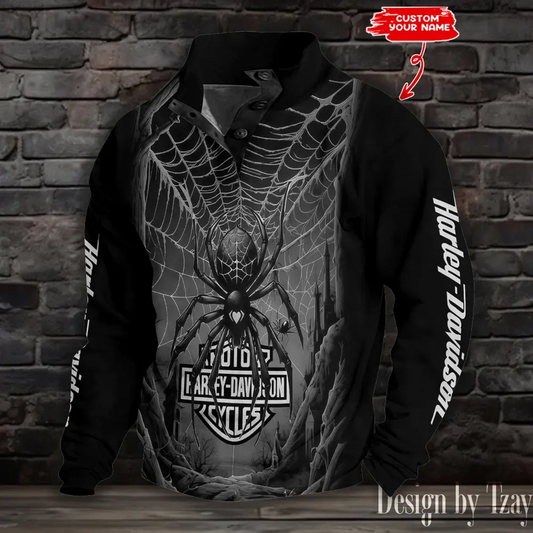Haarleyy Davidson Spider Web Stand Collar Sweatshirt