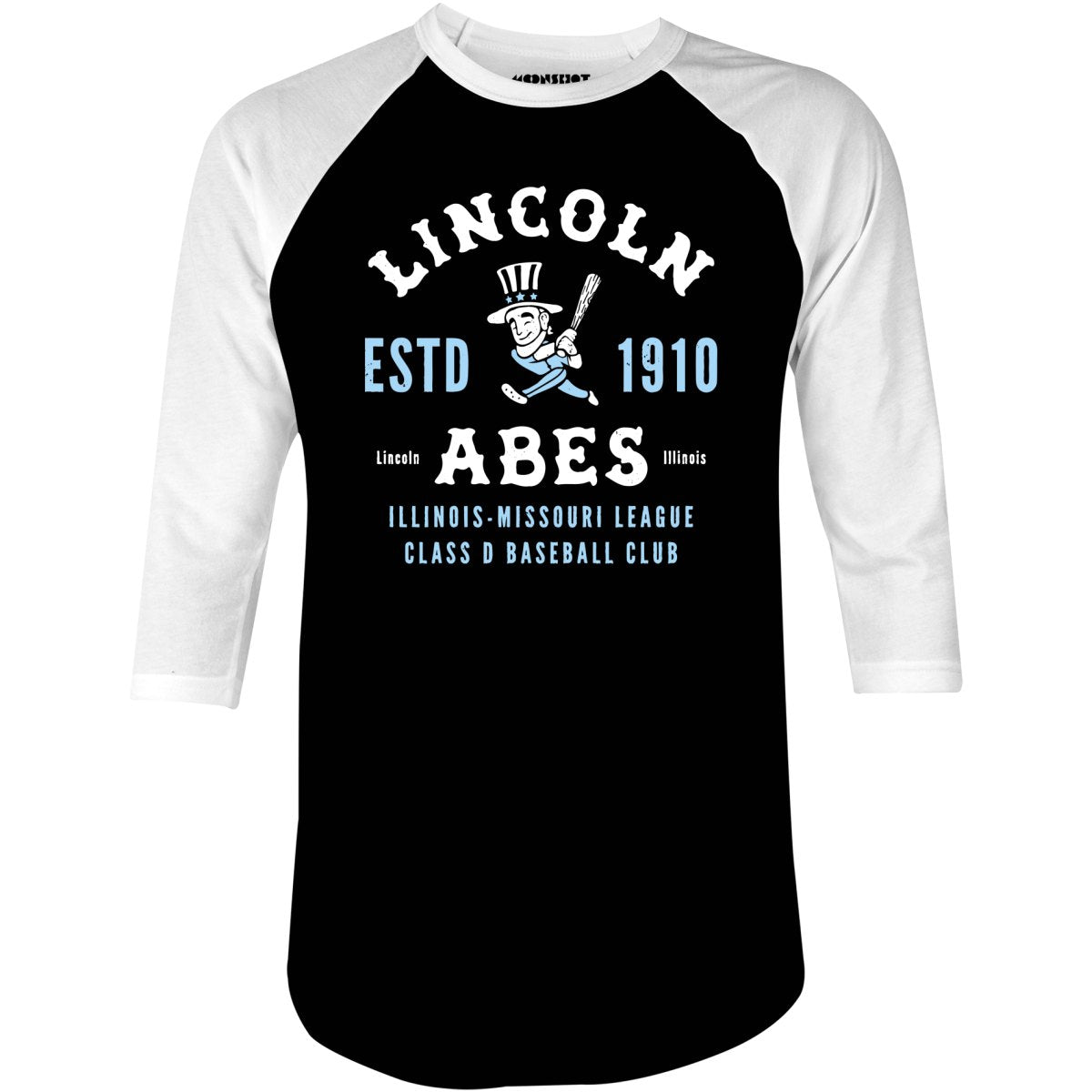 Lincoln Abes - Illinois - Vintage Defunct Baseball Teams - 3/4 Sleeve Raglan T-Shirt