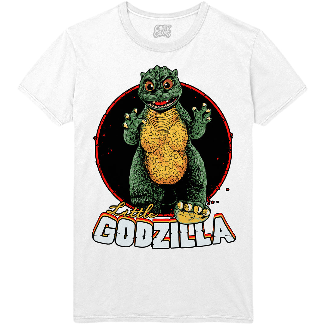 LITTLE GODZILLA - T-SHIRT (WHITE VARIANT) - clothing by TeeHivey.com (Image 1)