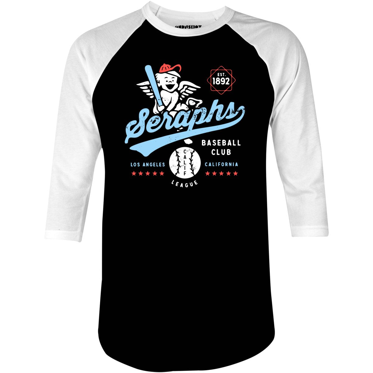 Los Angeles Seraphs - California - Vintage Defunct Baseball Teams - 3/4 Sleeve Raglan T-Shirt
