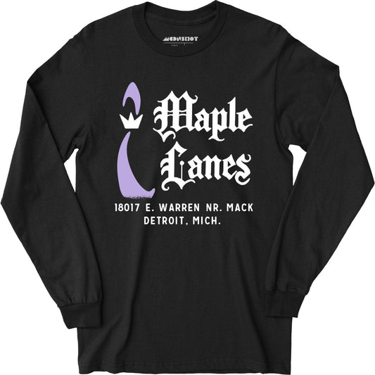 Maple Lanes - Detroit, MI - Vintage Bowling Alley - Long Sleeve T-Shirt
