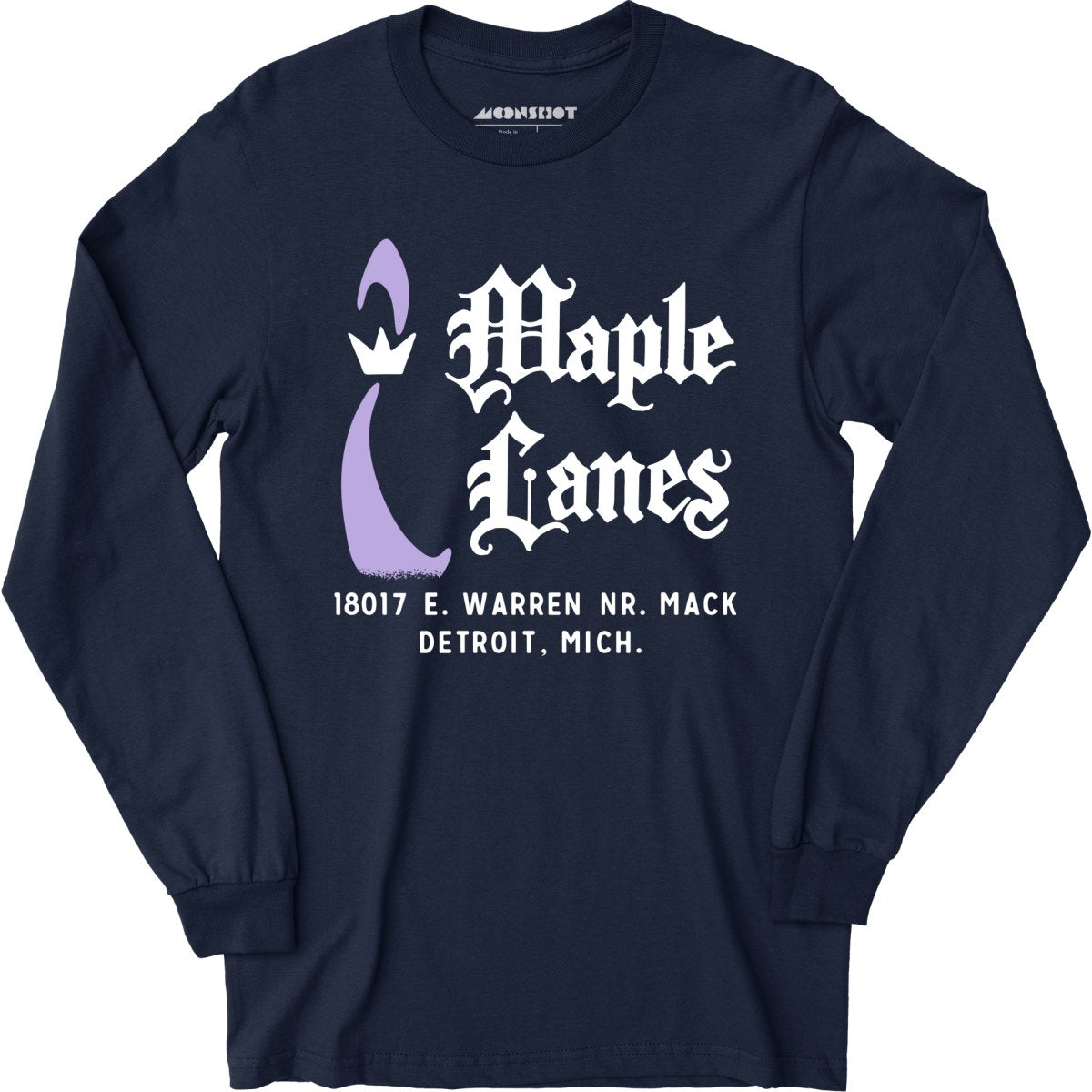 Maple Lanes - Detroit, MI - Vintage Bowling Alley - Long Sleeve T-Shirt