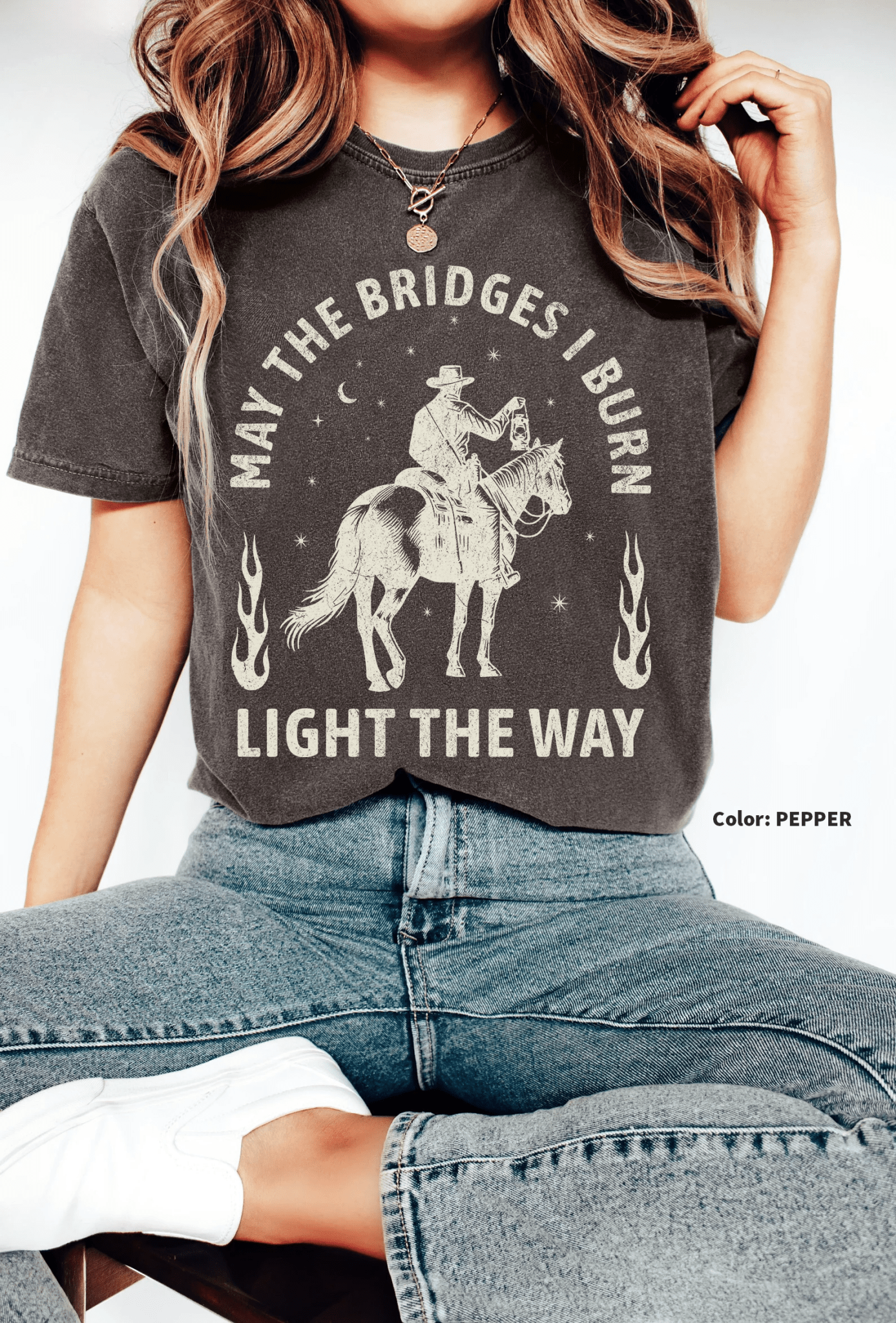 May The Bridges I Burn Light The Way Vintage Western Shirt