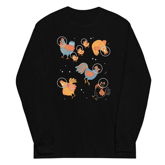 Chickens In Space Unisex Long Sleeve Tee