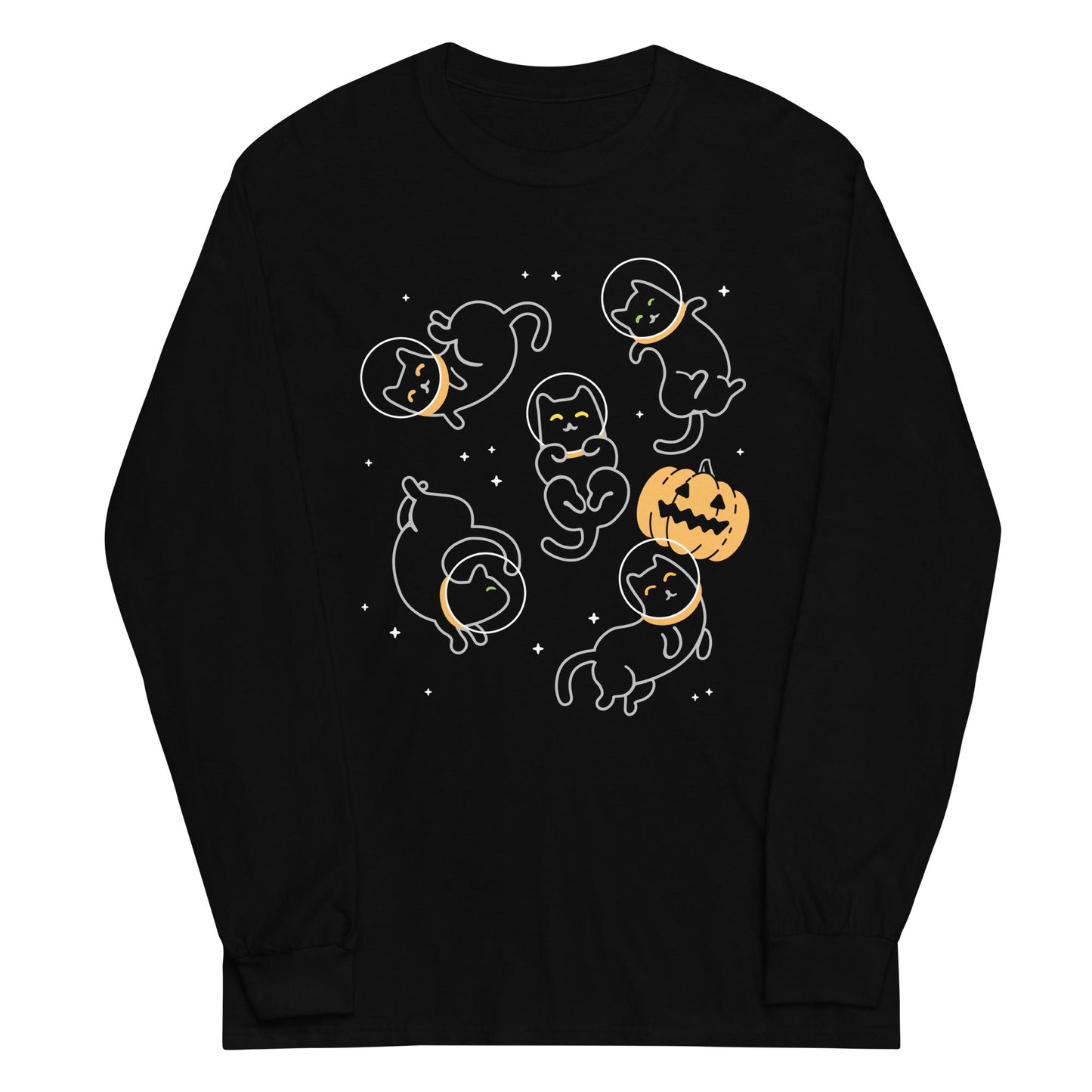 Cat Halloween In Space Unisex Long Sleeve Tee