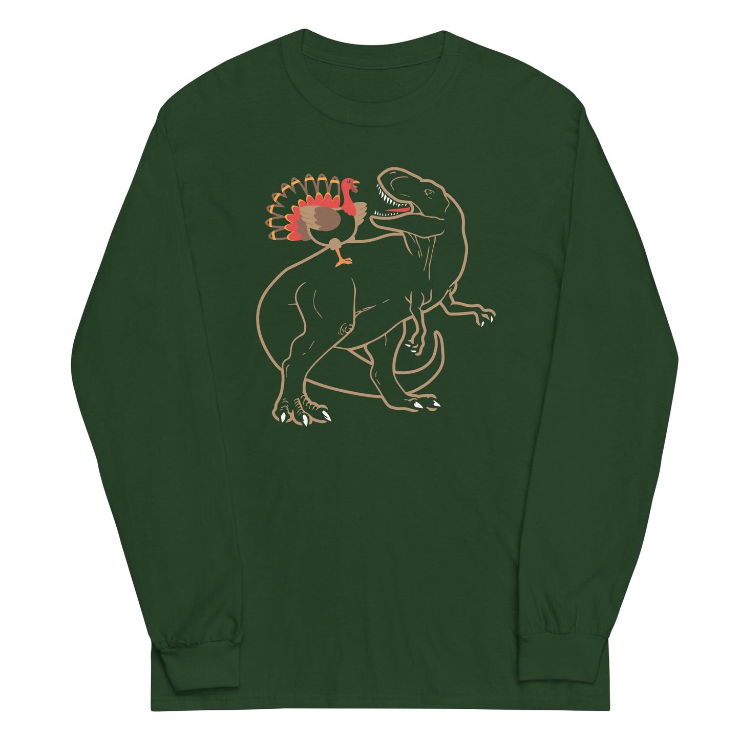 Turkey Riding T-Rex Unisex Long Sleeve Tee