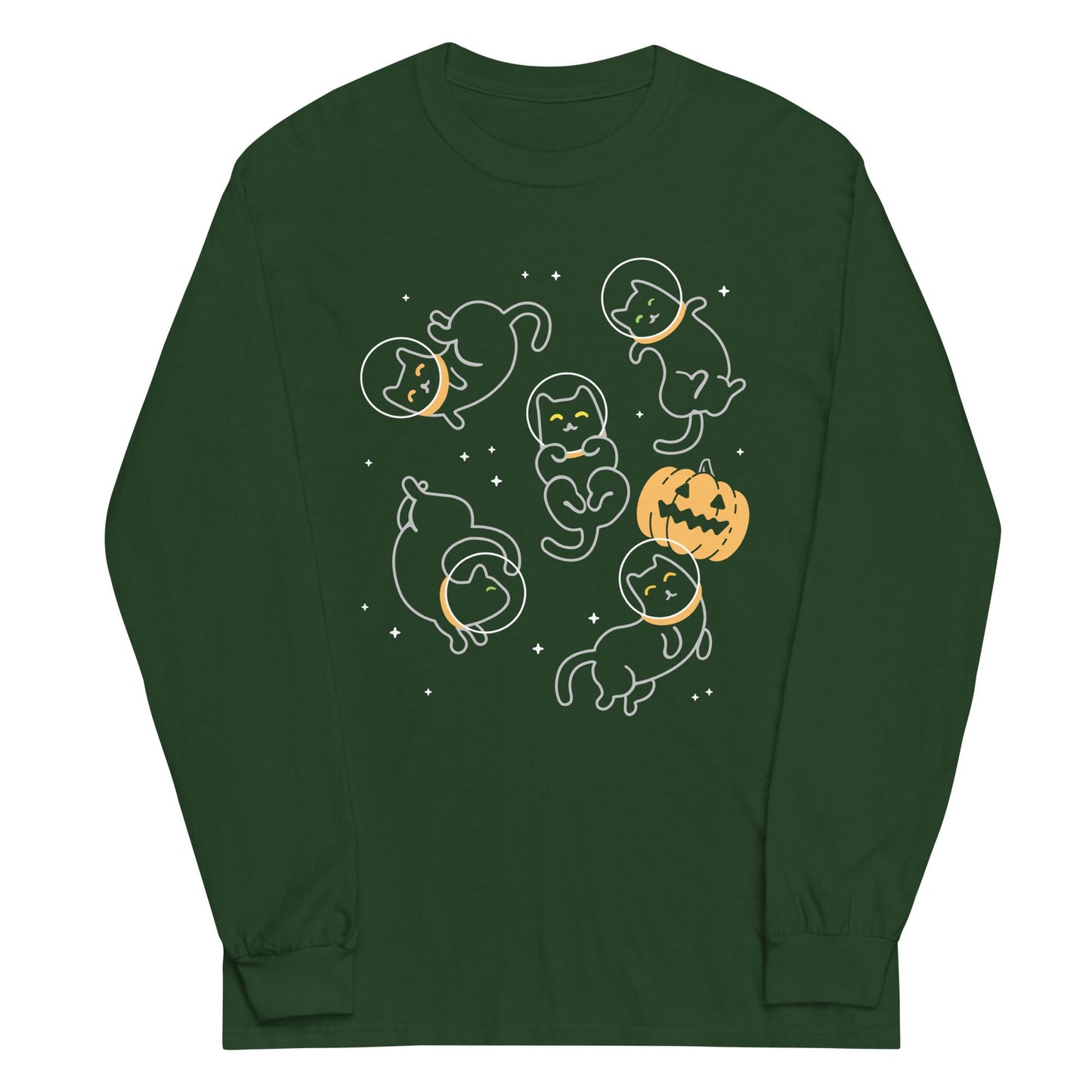Cat Halloween In Space Unisex Long Sleeve Tee