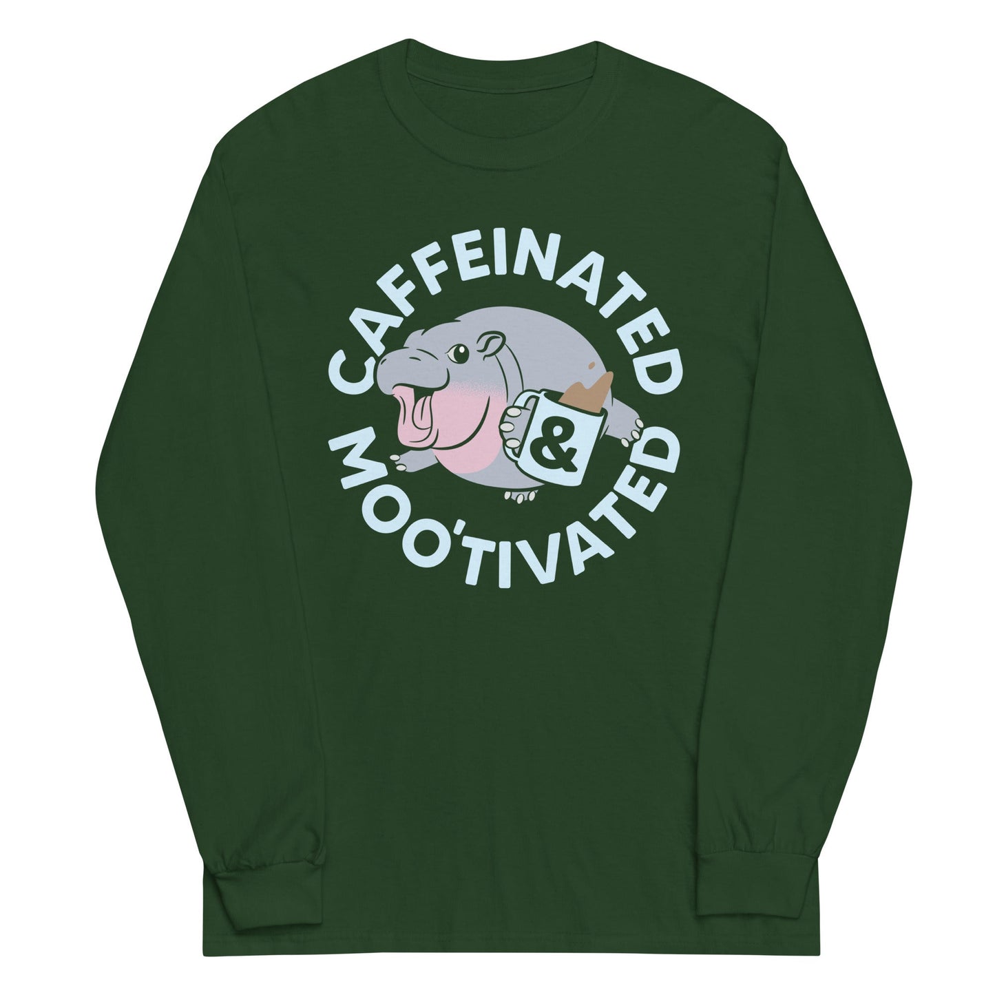 Caffeinated & Moo'tivated Unisex Long Sleeve Tee