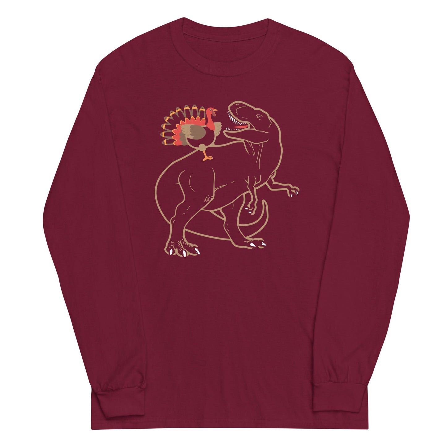 Turkey Riding T-Rex Unisex Long Sleeve Tee