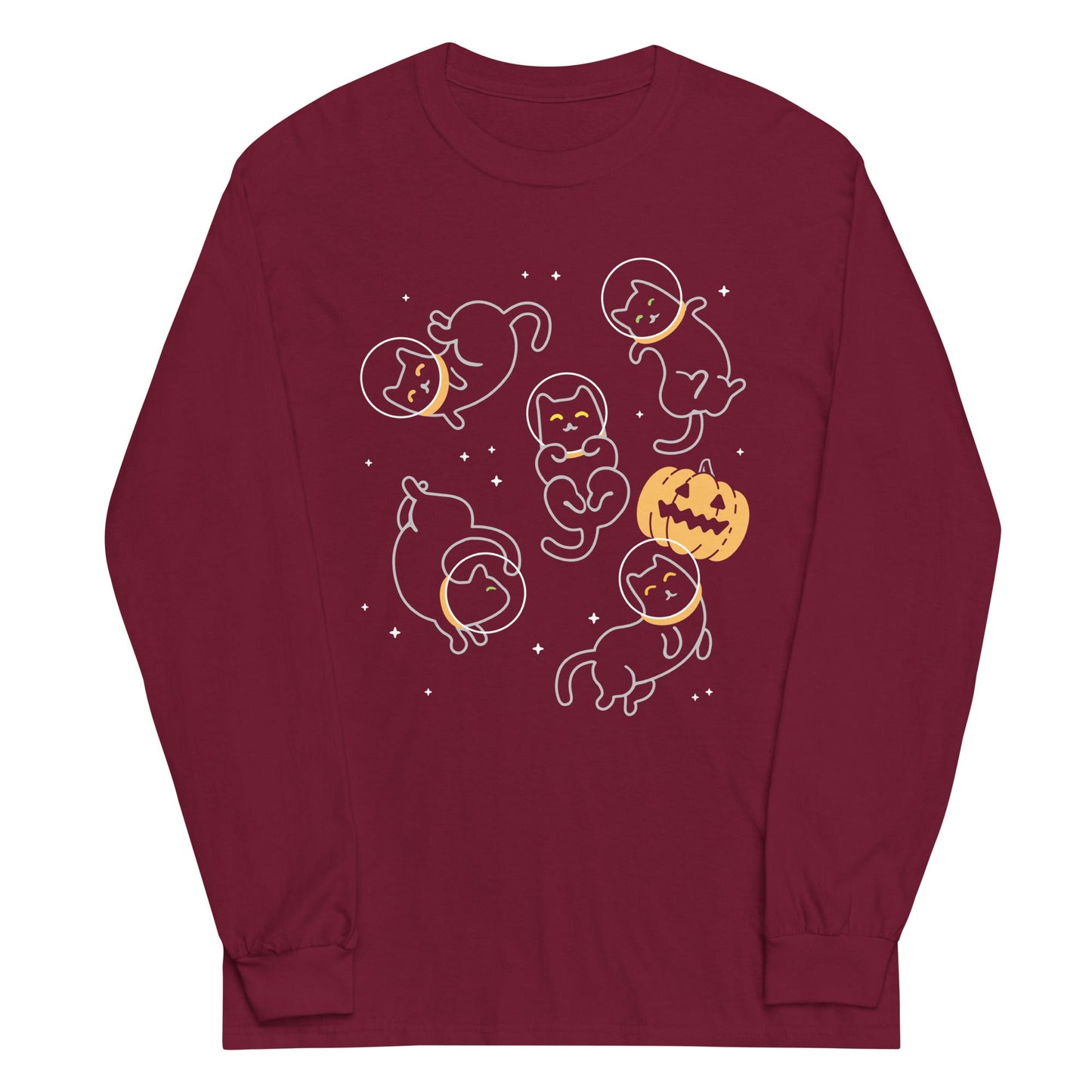 Cat Halloween In Space Unisex Long Sleeve Tee