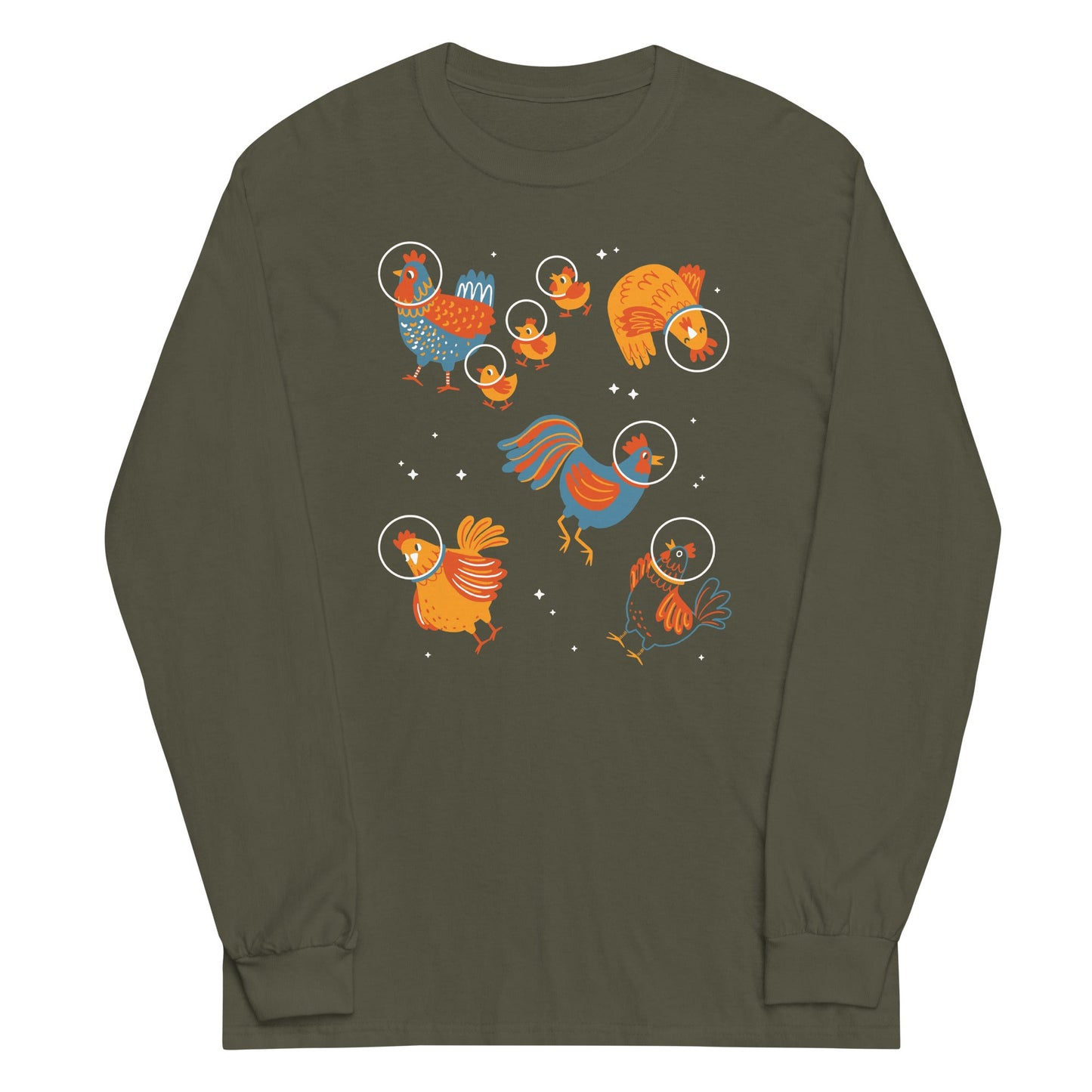 Chickens In Space Unisex Long Sleeve Tee