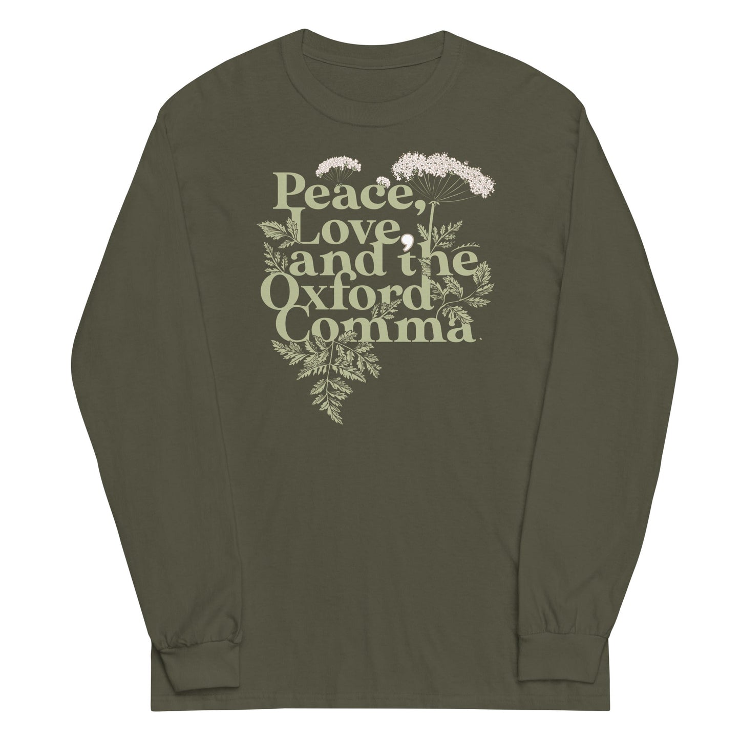 Peace, Love, And The Oxford Comma Unisex Long Sleeve Tee