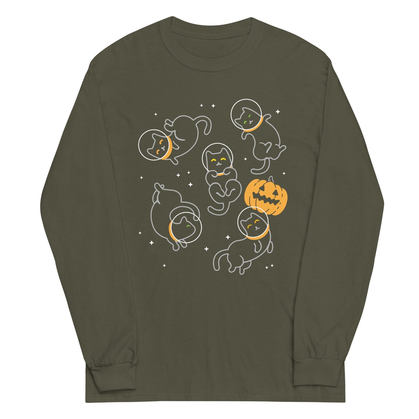 Cat Halloween In Space Unisex Long Sleeve Tee