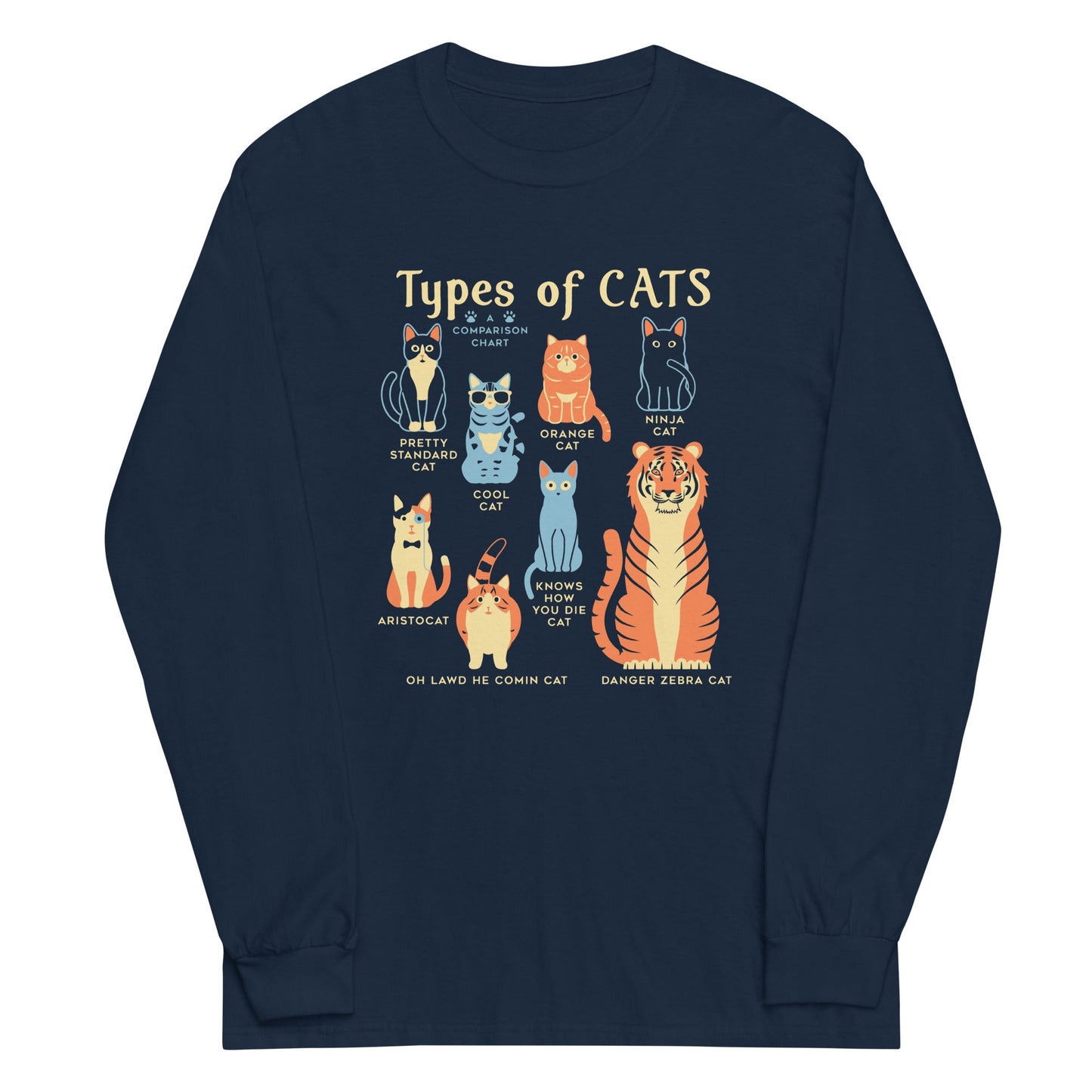 Types Of Cats Unisex Long Sleeve Tee