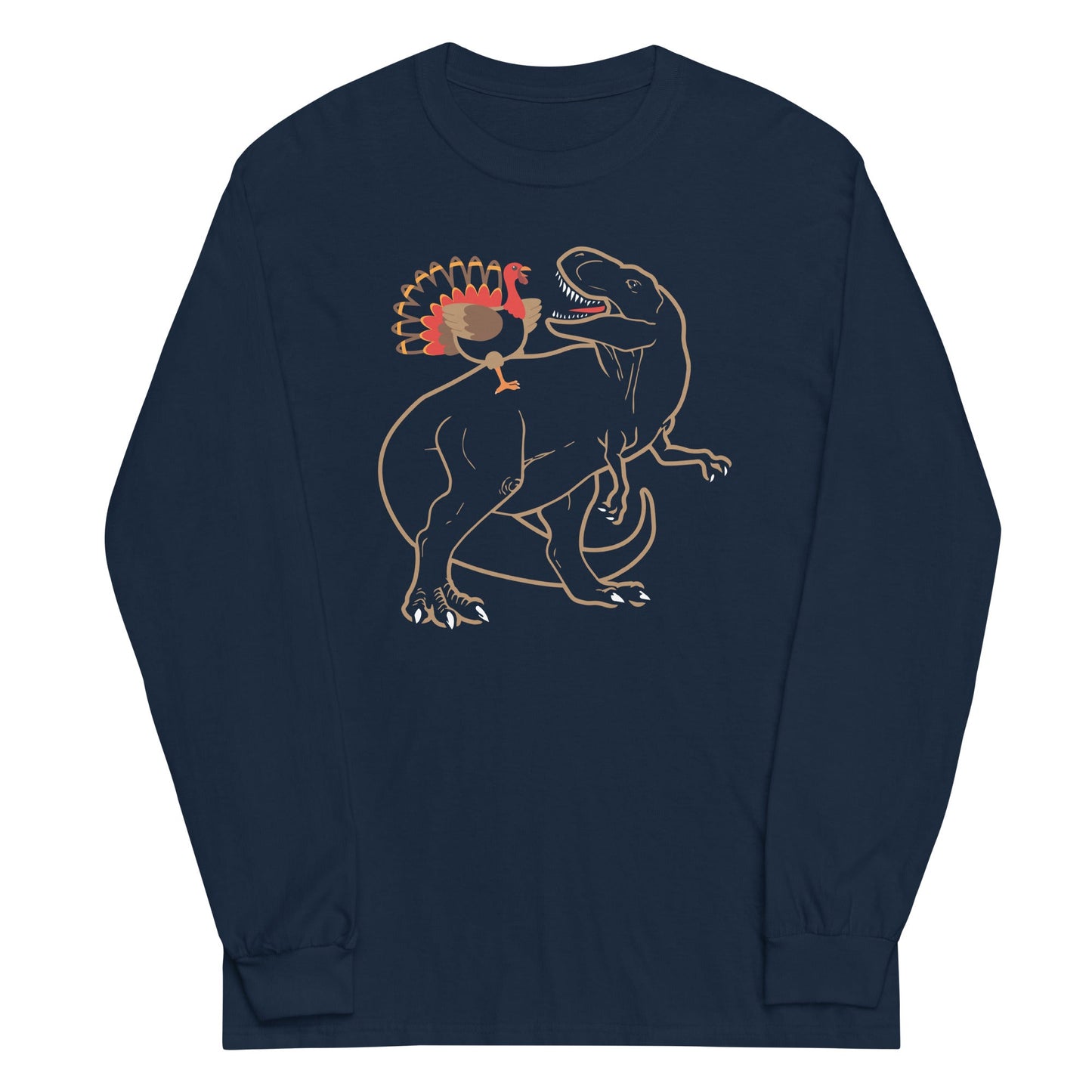 Turkey Riding T-Rex Unisex Long Sleeve Tee