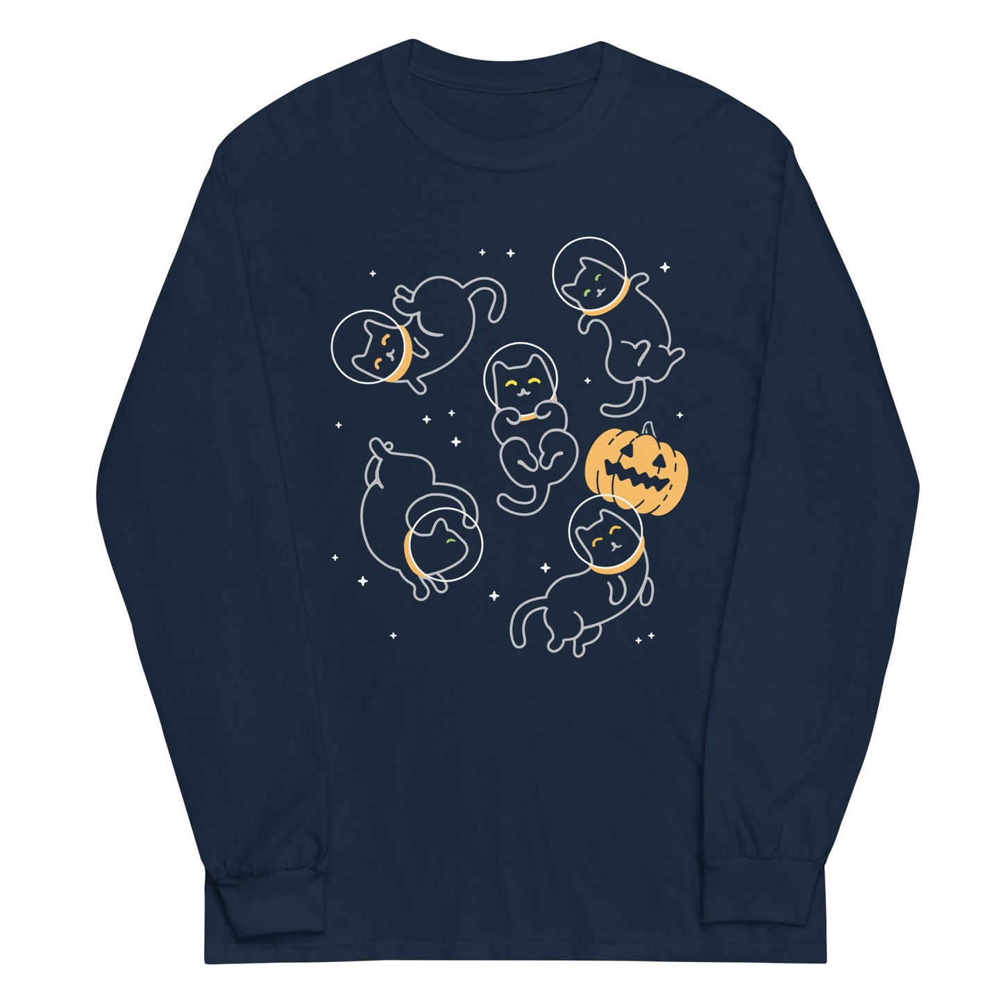 Cat Halloween In Space Unisex Long Sleeve Tee