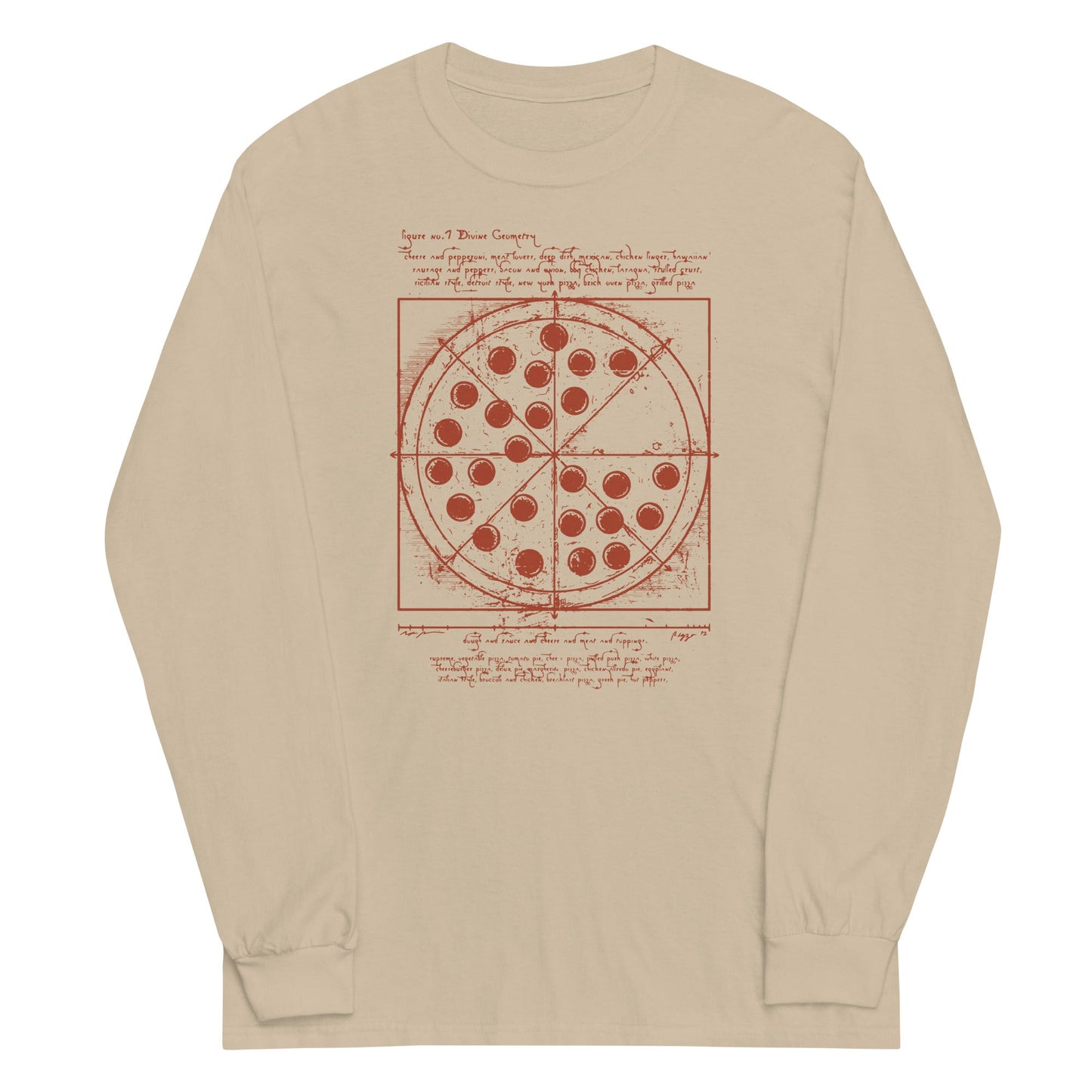 Vitruvian Pizza Unisex Long Sleeve Tee