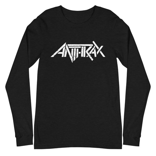 Anthrax  White Classic Logo Long Sleeve T Shirt Apparel - clothing by TeeHivey.com