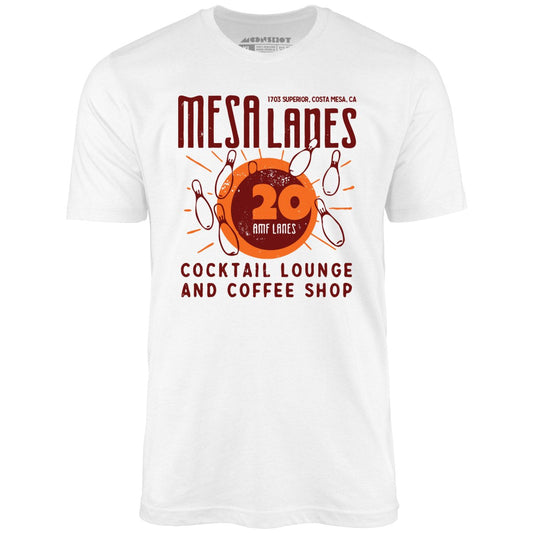 Mesa Lanes - Costa Mesa, CA - Vintage Bowling Alley - Unisex T-Shirt