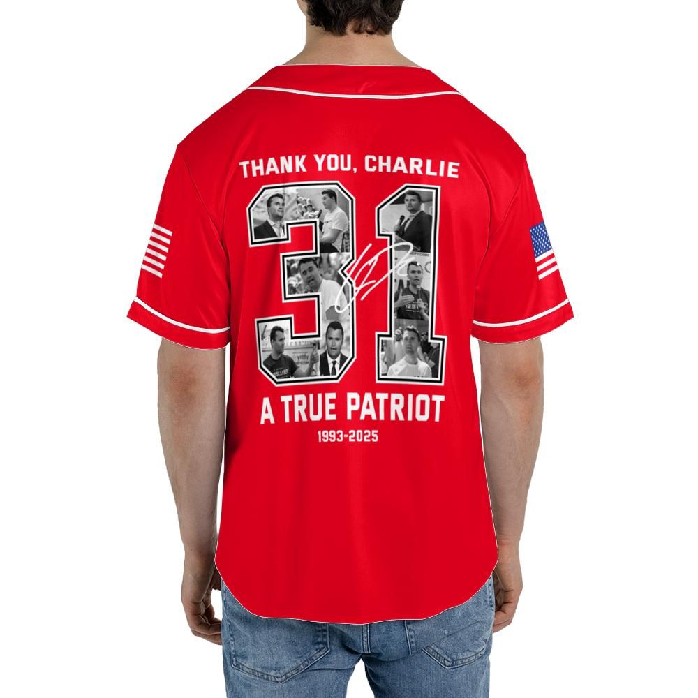 Freedom Thank You Charlie A True Patriot 31 Baseball Jersey