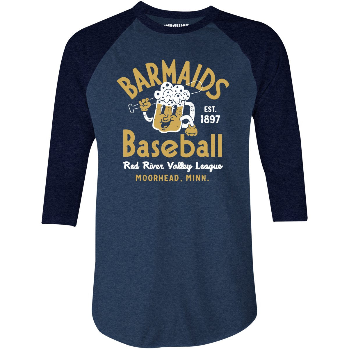 Moorhead Barmaids - Minnesota - Vintage Defunct Baseball Teams - 3/4 Sleeve Raglan T-Shirt
