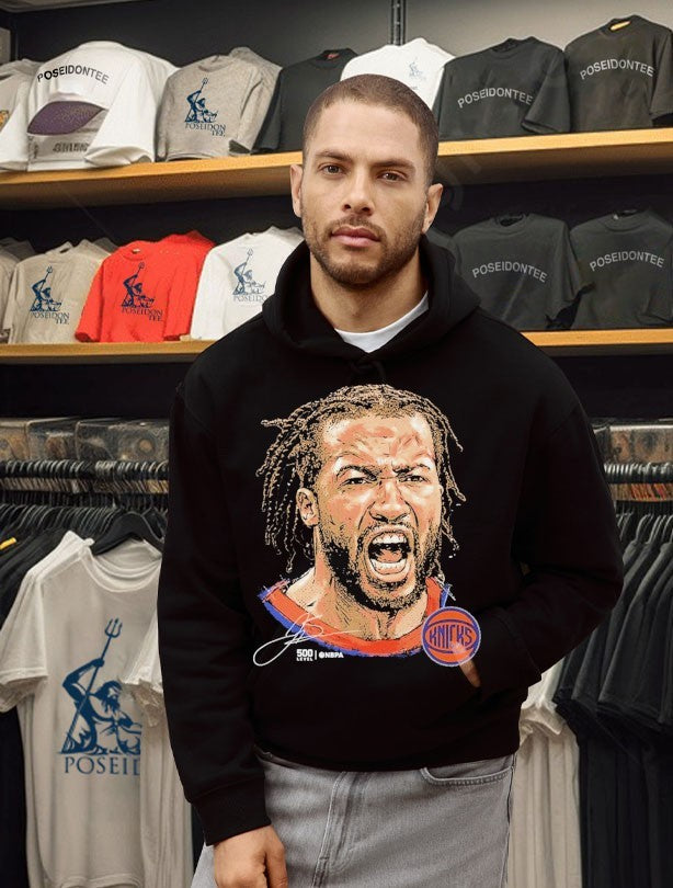 New York Knicks Jalen Brunson 500 Level Black Portrait T-shirt