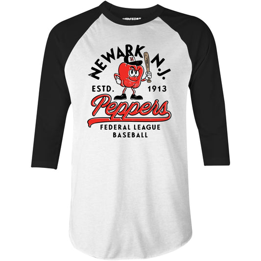 Newark Peppers - New Jersey - Vintage Defunct Baseball Teams - 3/4 Sleeve Raglan T-Shirt