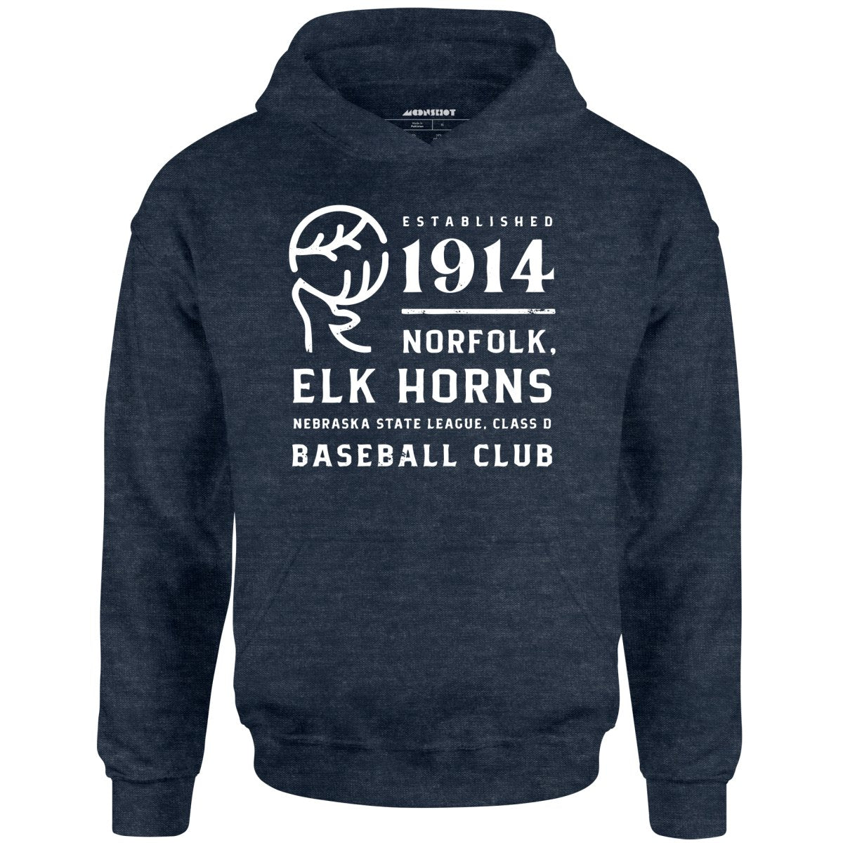Norfolk Elk Horns - Nebraska - Vintage Defunct Baseball Teams - Unisex Hoodie
