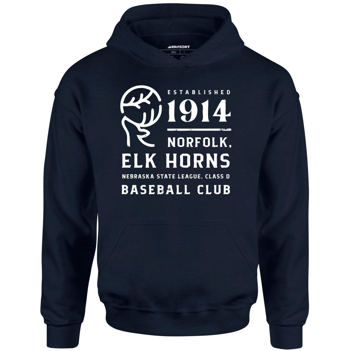 Norfolk Elk Horns - Nebraska - Vintage Defunct Baseball Teams - Unisex Hoodie
