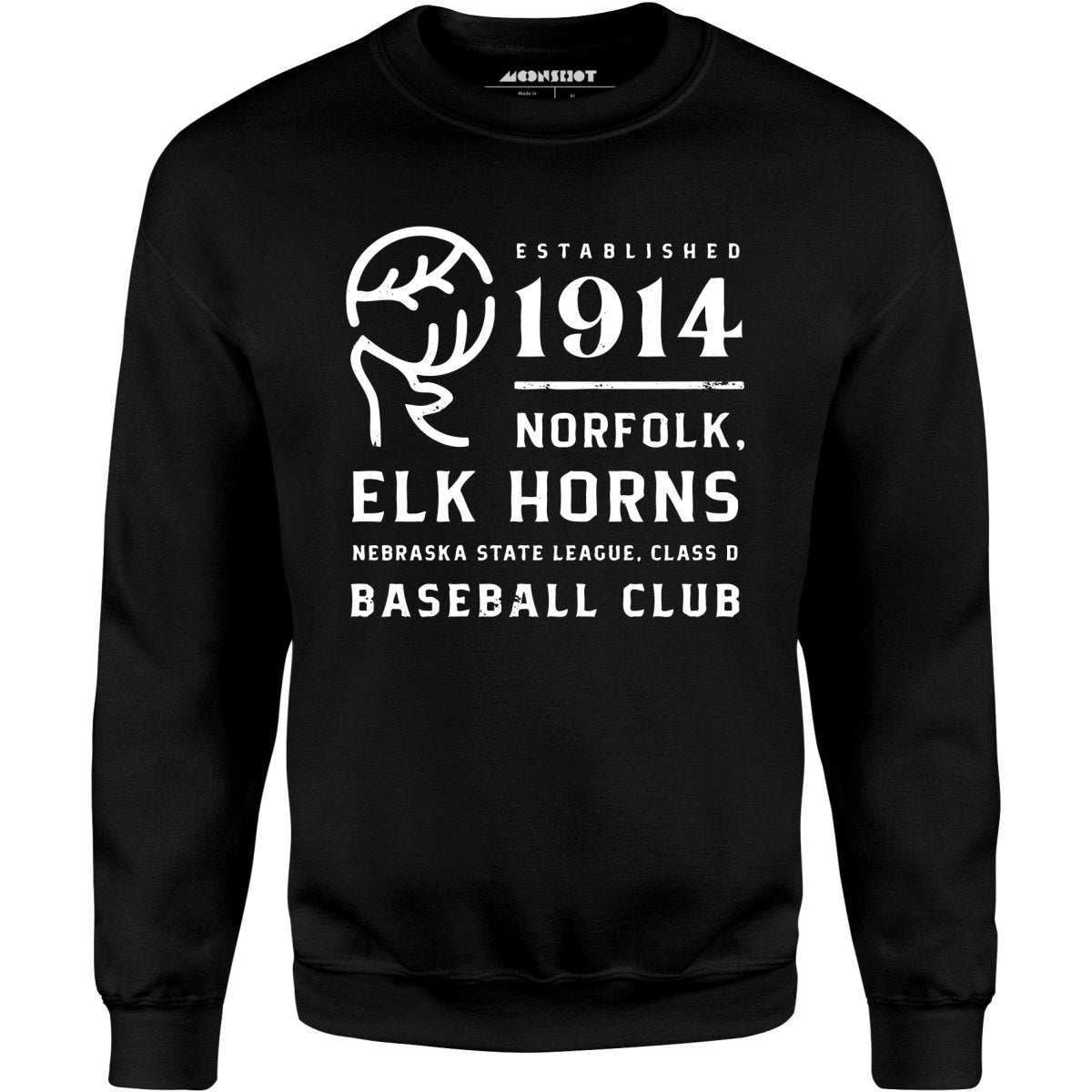 Norfolk Elk Horns - Nebraska - Vintage Defunct Baseball Teams - Unisex Sweatshirt