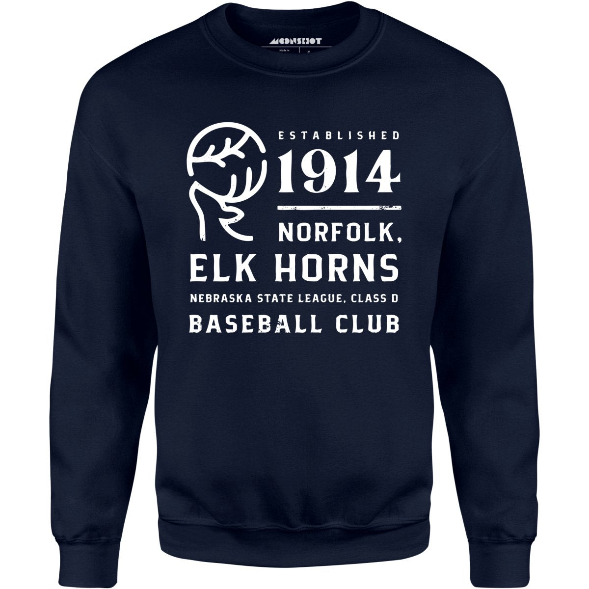 Norfolk Elk Horns - Nebraska - Vintage Defunct Baseball Teams - Unisex Sweatshirt