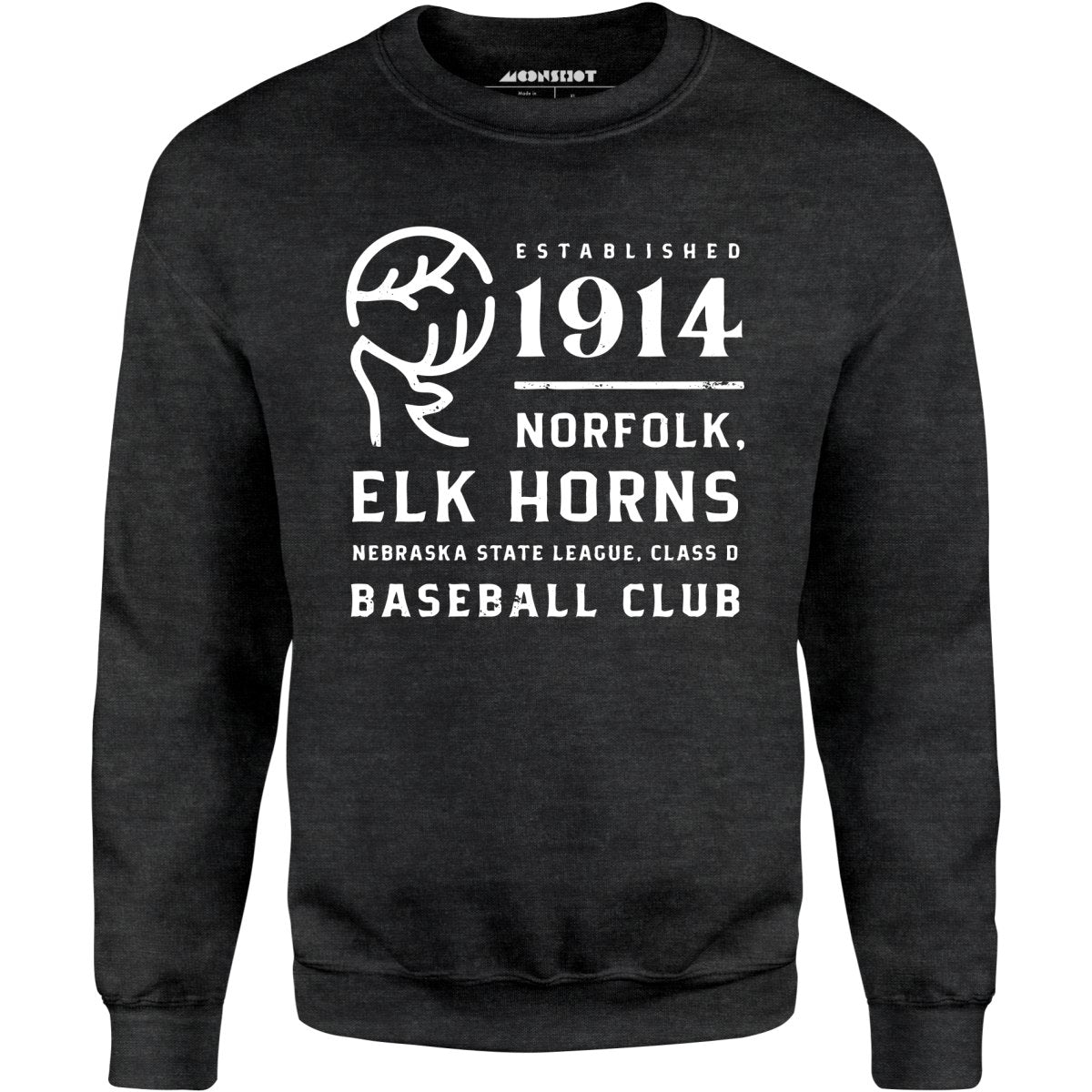 Norfolk Elk Horns - Nebraska - Vintage Defunct Baseball Teams - Unisex Sweatshirt
