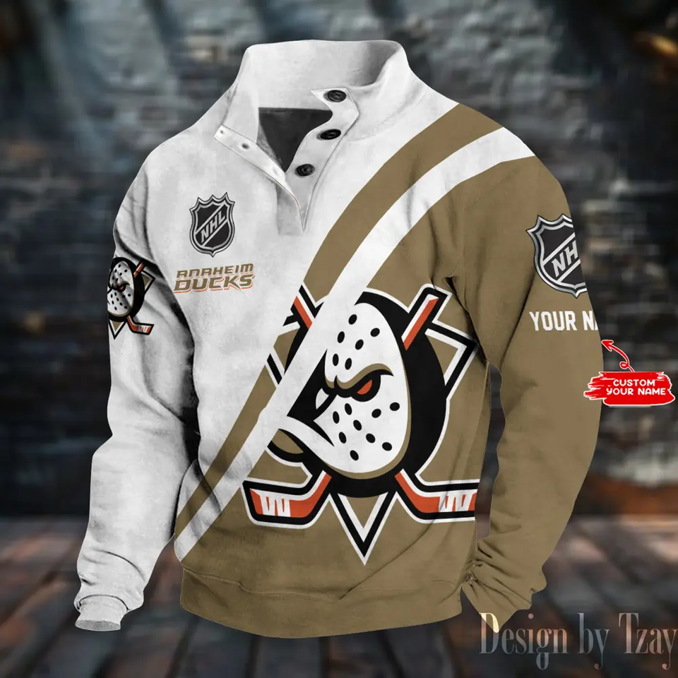 Anaheim Ducks NHL Double Breasted Stand Collar Hoodies