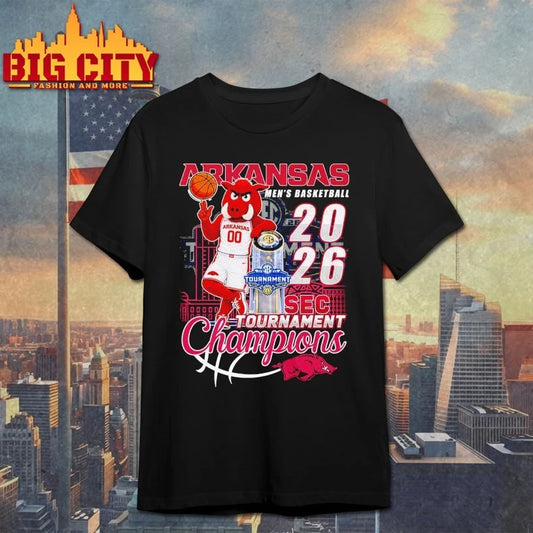 Official Arkansas Razorbacks Macos men’s basketball 2026 sec tournament champions T-shirt