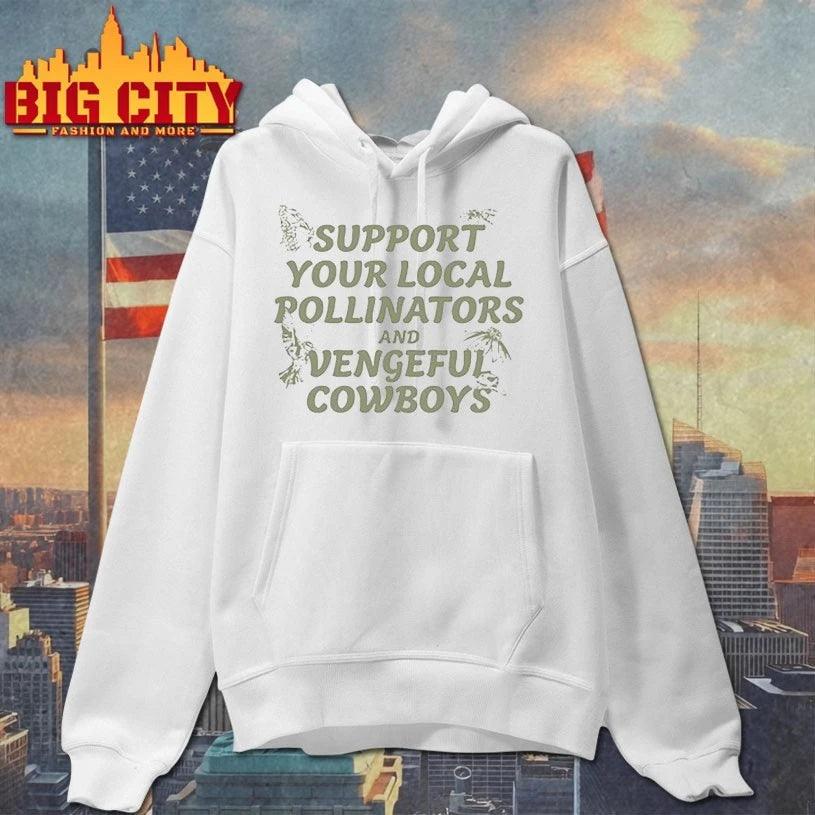 Official Hangman Adam page support your local pollinators and vengeful cowboys T-shirt