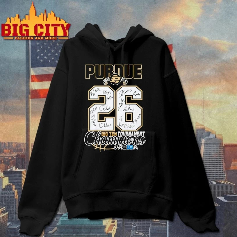 Official Purdue 2026 27-8 26 big ten tournament champions singatures T-shirt