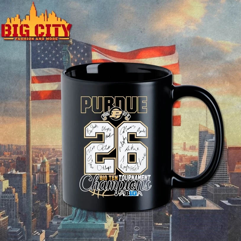 Official Purdue 2026 27-8 26 big ten tournament champions singatures T-shirt