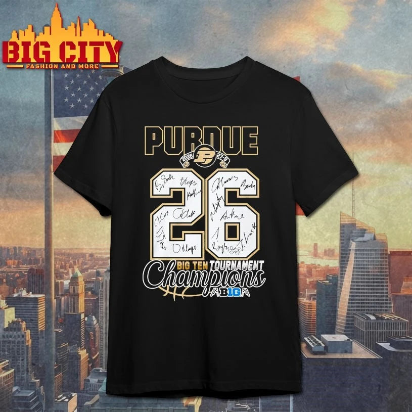 Official Purdue 2026 27-8 26 big ten tournament champions singatures T-shirt