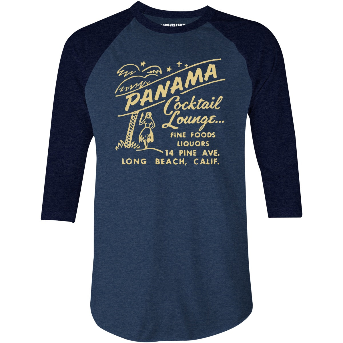 Panama Cocktail Lounge - Long Beach, CA - Vintage Tiki Bar - 3/4 Sleeve Raglan T-Shirt