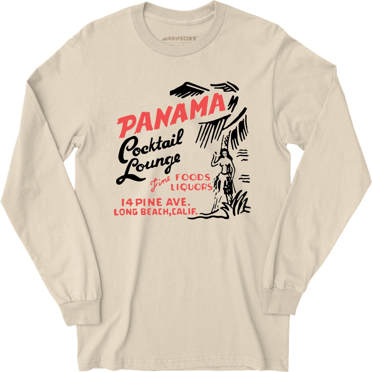 Panama Cocktail Lounge v2 - Long Beach, CA - Vintage Tiki Bar - Long Sleeve T-Shirt