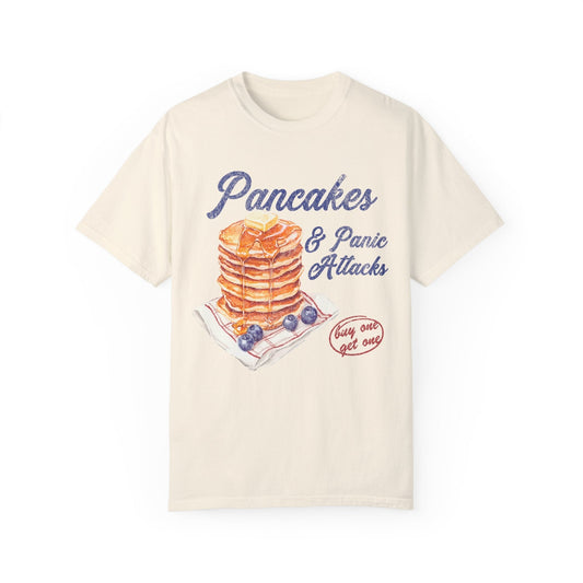 Pancakes & Panic Attacks Funny Retro Graphic Tee