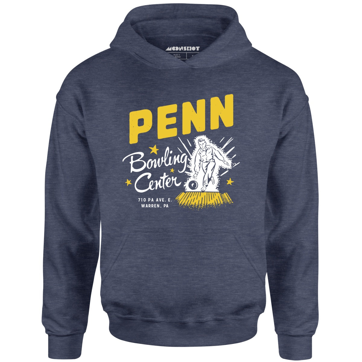 Penn Bowling Center - Warren, PA - Vintage Bowling Alley - Unisex Hoodie