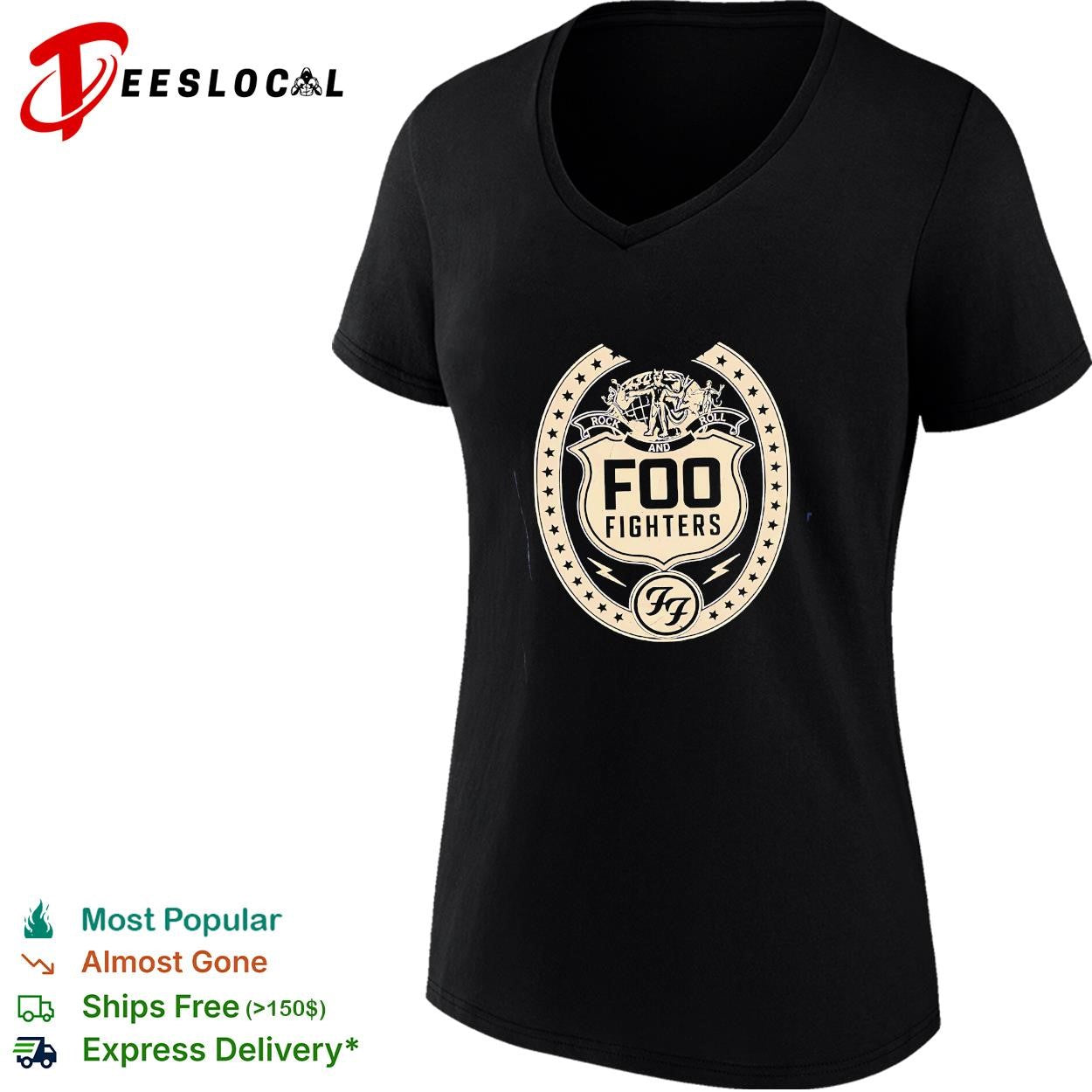 Foo Fighters rock and roll crest badge logo embroidered patch graphic shirt